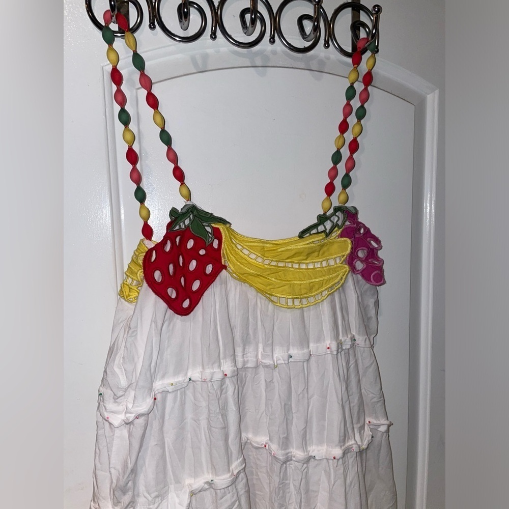 New! FARM Rio Embroidered Fruits Richelieu Cotton Maxi Dress 🍓🍇🍉 Medium - Picture 10 of 16